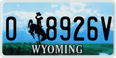 WY license plate 08926V
