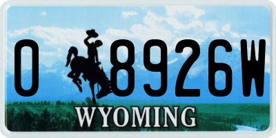 WY license plate 08926W