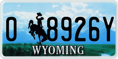 WY license plate 08926Y