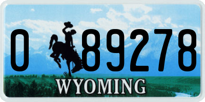 WY license plate 089278