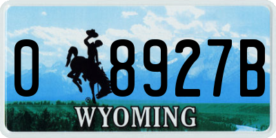 WY license plate 08927B