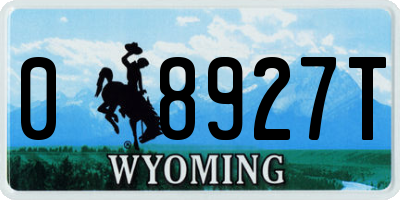 WY license plate 08927T