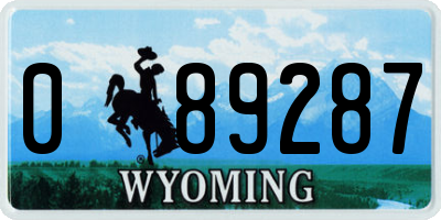WY license plate 089287