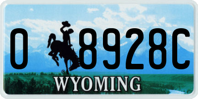 WY license plate 08928C