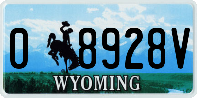 WY license plate 08928V