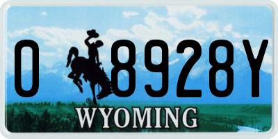 WY license plate 08928Y