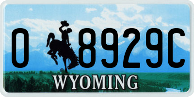 WY license plate 08929C