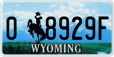 WY license plate 08929F
