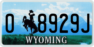 WY license plate 08929J