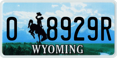 WY license plate 08929R