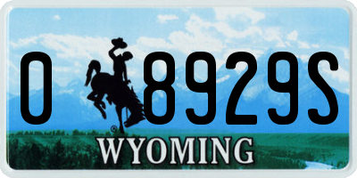 WY license plate 08929S