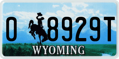 WY license plate 08929T