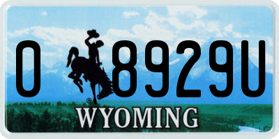 WY license plate 08929U