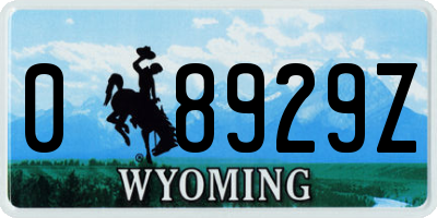 WY license plate 08929Z