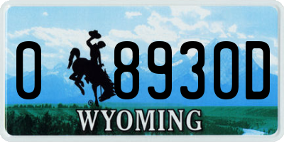 WY license plate 08930D