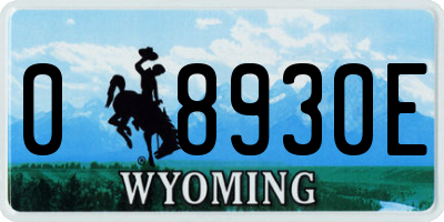 WY license plate 08930E