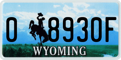 WY license plate 08930F