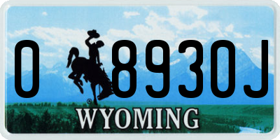 WY license plate 08930J