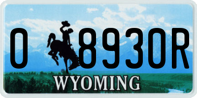 WY license plate 08930R