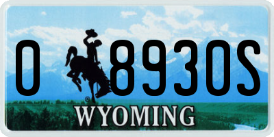 WY license plate 08930S