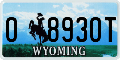 WY license plate 08930T