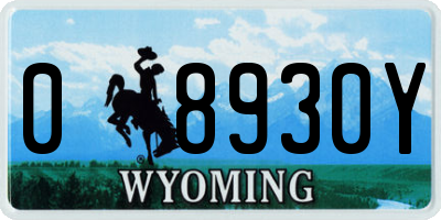 WY license plate 08930Y
