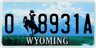 WY license plate 08931A