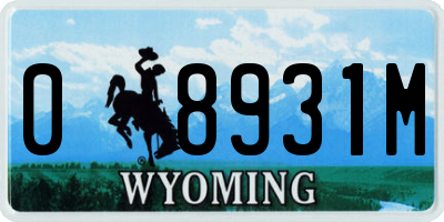 WY license plate 08931M
