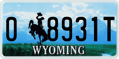 WY license plate 08931T