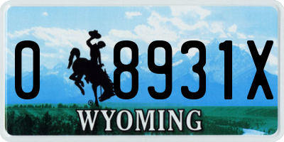 WY license plate 08931X