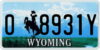 WY license plate 08931Y