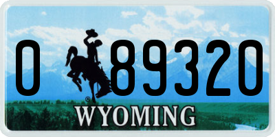 WY license plate 089320