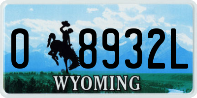 WY license plate 08932L