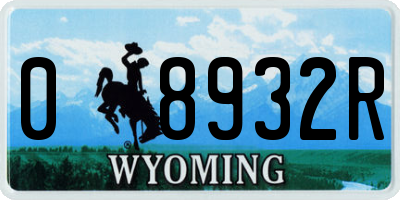 WY license plate 08932R