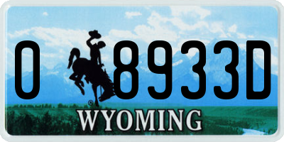WY license plate 08933D