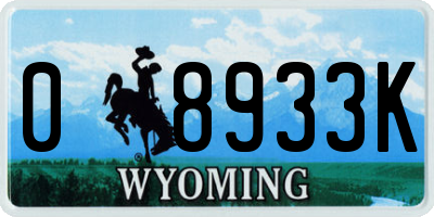 WY license plate 08933K