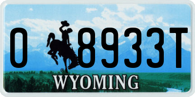 WY license plate 08933T