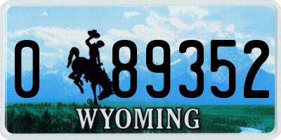 WY license plate 089352