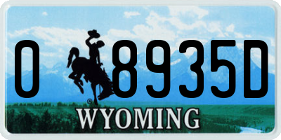 WY license plate 08935D