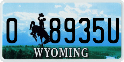 WY license plate 08935U