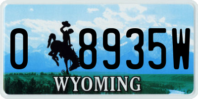 WY license plate 08935W