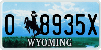 WY license plate 08935X