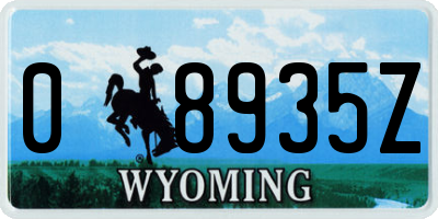 WY license plate 08935Z
