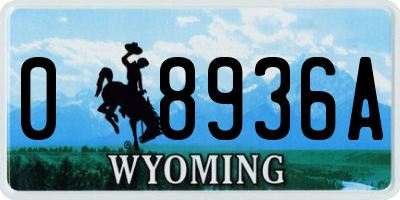 WY license plate 08936A