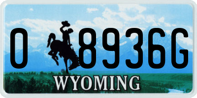 WY license plate 08936G