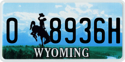 WY license plate 08936H