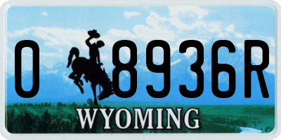 WY license plate 08936R