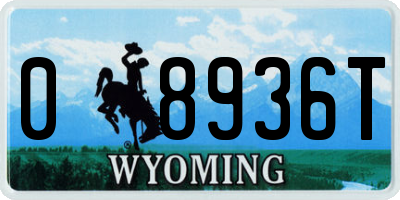 WY license plate 08936T