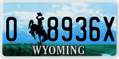 WY license plate 08936X
