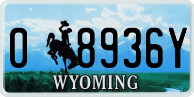 WY license plate 08936Y